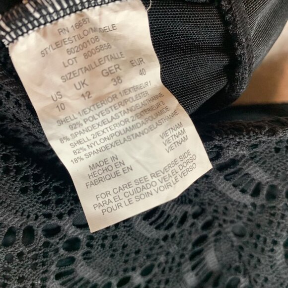 Swim Solutions Women's Tummy Control Flyaway Black Crochet Swimdress Size 10 NWT - Picture 9 of 11